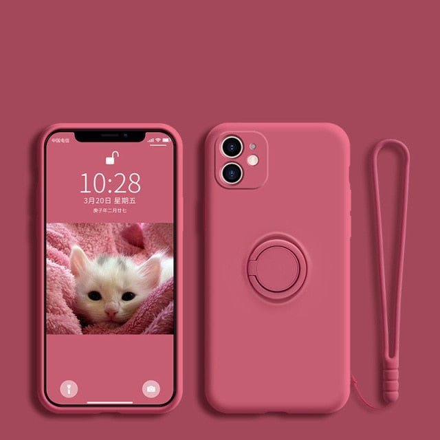 iPhone 13 mini用ソフトカラフルリングホルダーケース