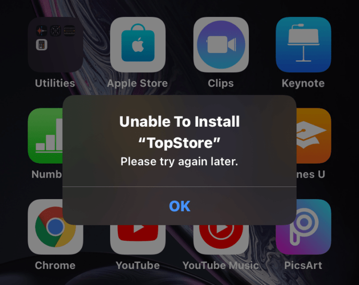 Impossible d'installer, veuillez réessayer plus tard