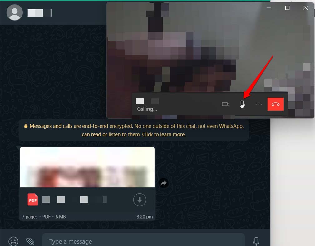 включить отключить микрофон в видеозвонке WhatsApp