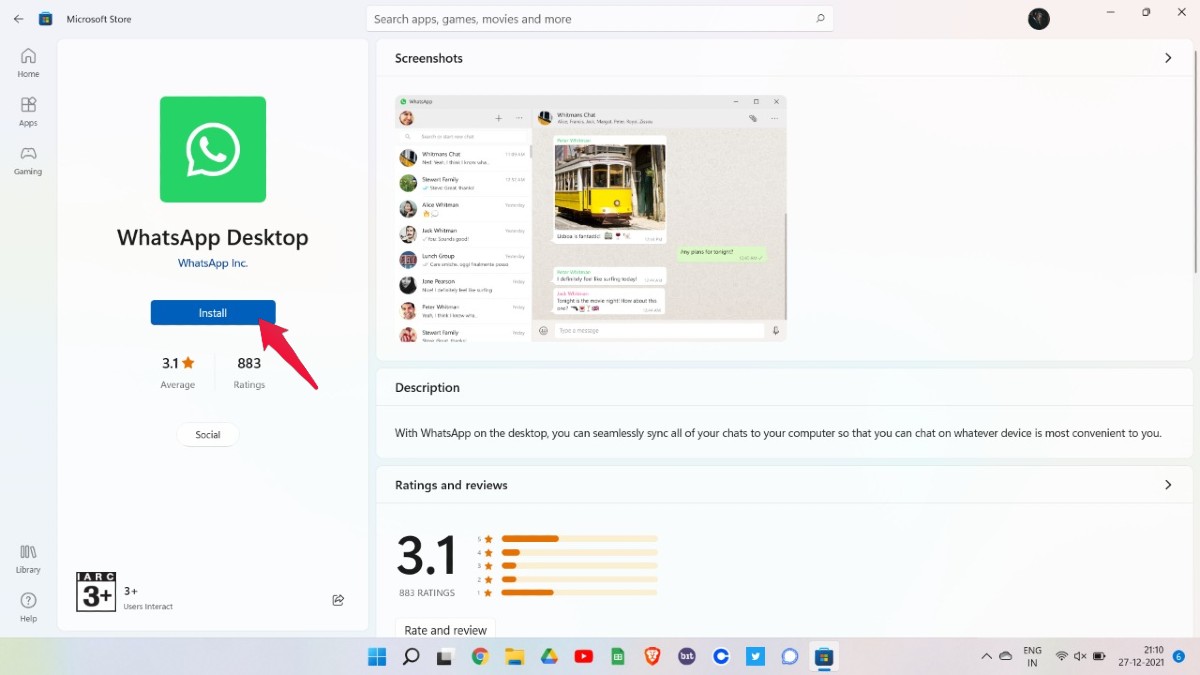 Windows Store Whatsapp Web