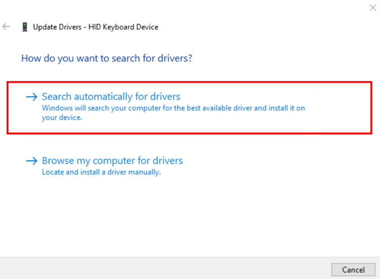 Aggiorna il driver della tastiera - Windows+Shift+S non funziona