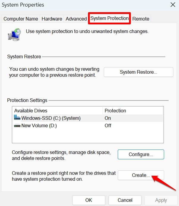 как создать точку восстановления в Windows 11