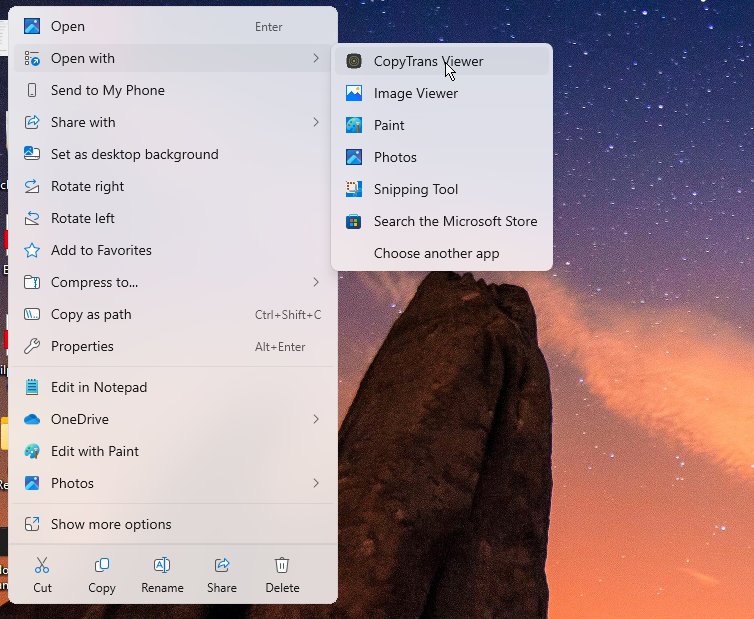 CopyTrans HEIC para Windows - Abrir arquivos HEIC no Windows 11