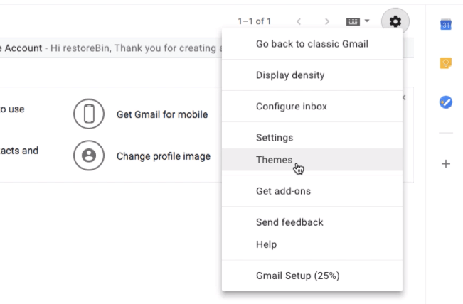 Option Thèmes de Gmail