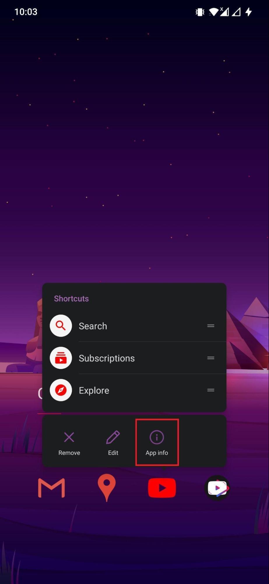 Informazioni app Tieni premuto YouTube