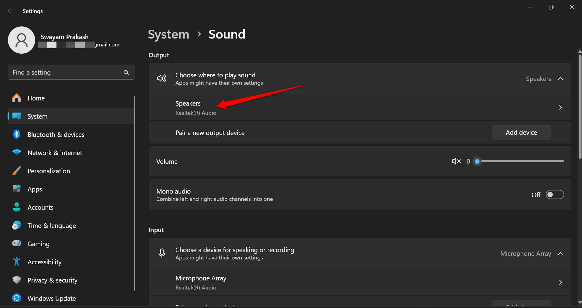 dispositif de sortie audio Windows