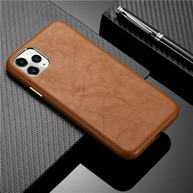 Custodia in Pelle Premium e Bottoni Metallici per iPhone 13 Pro Max