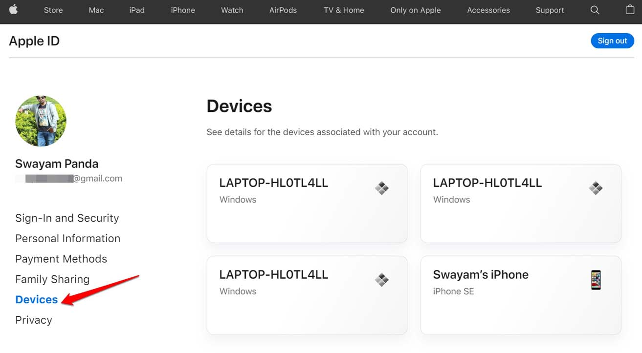 appareils utilisés sous Apple ID