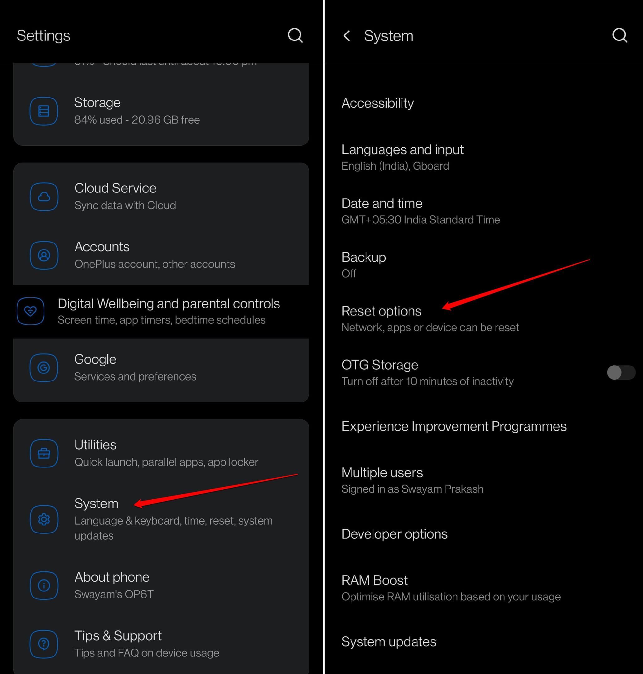 Zurücksetzungsoptionen für Android-Geräte