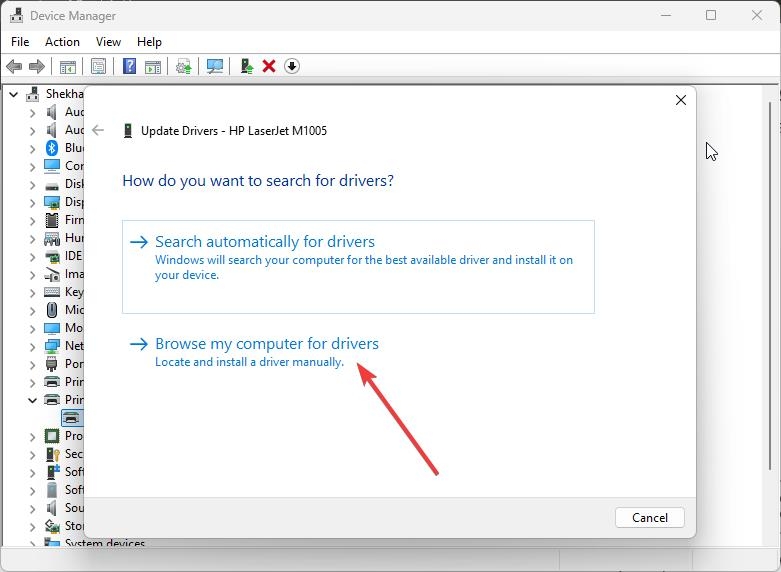 Installazione manuale driver della stampante - Driver della stampante non disponibile