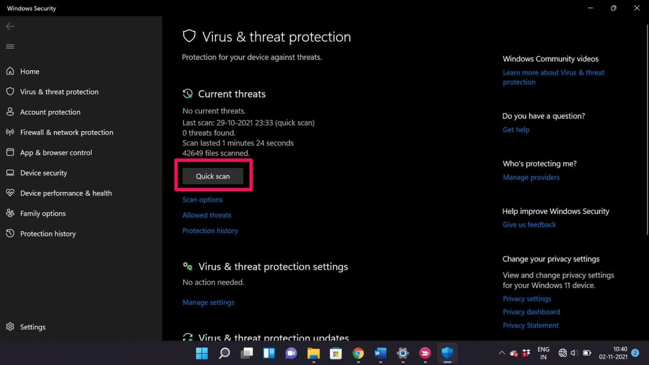 Führen Sie einen schnellen Windows-Sicherheits-Scan durch
