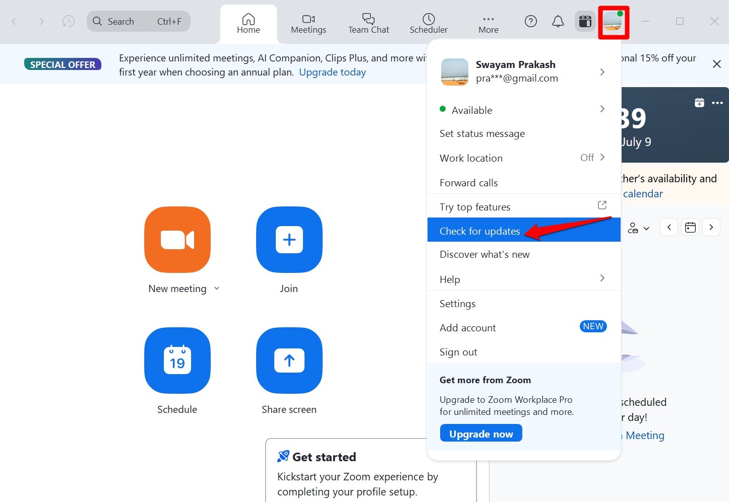 come aggiornare l'app Zoom su PC