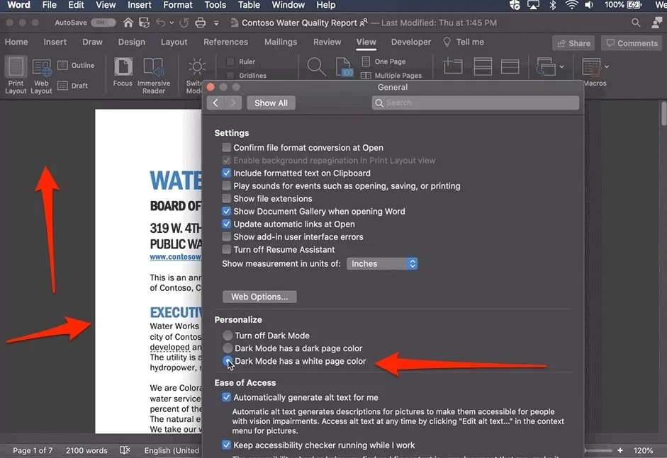 So deaktivieren Sie den Dunkelmodus in Word (Windows und Mac)?