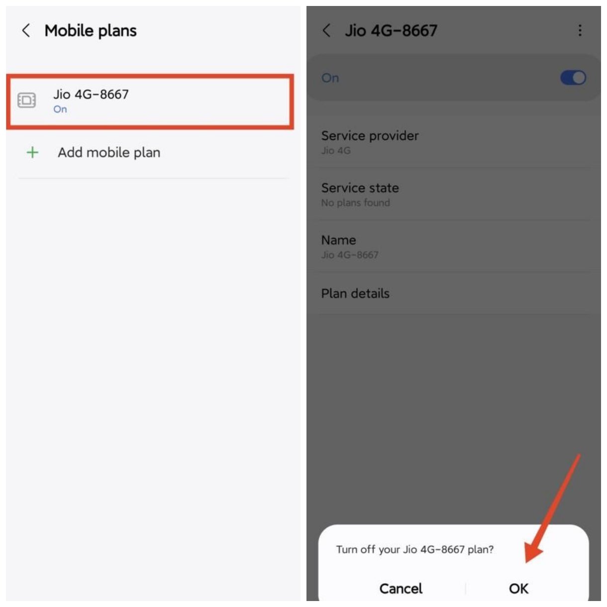 disattiva piano jio
