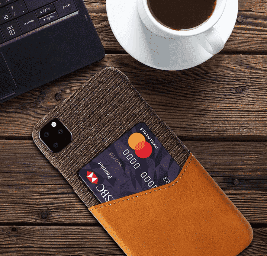 Custodia in pelle shockproof con porta carte per iPhone 11