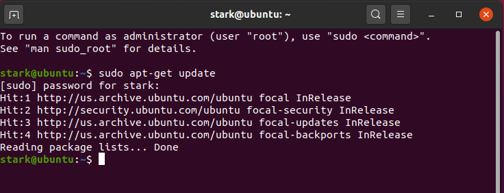 $ sudo apt-get update