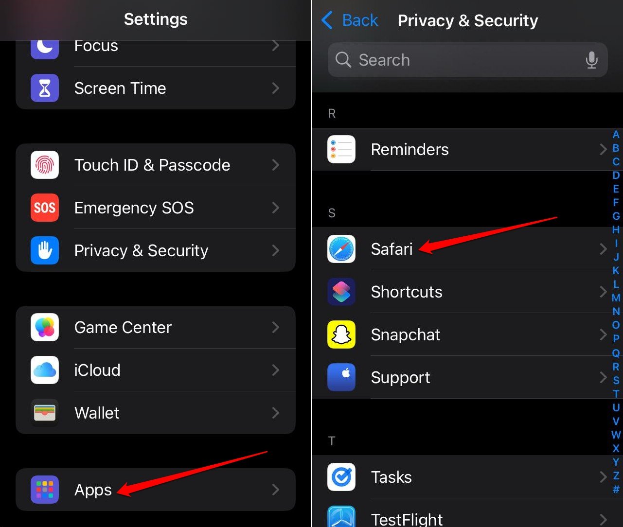 accéder à l'application Safari sur iOS 18