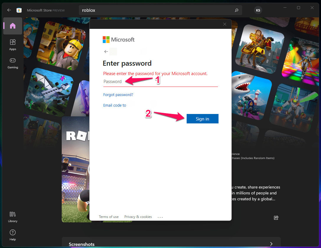 (4) Inserisci la password per confermare
