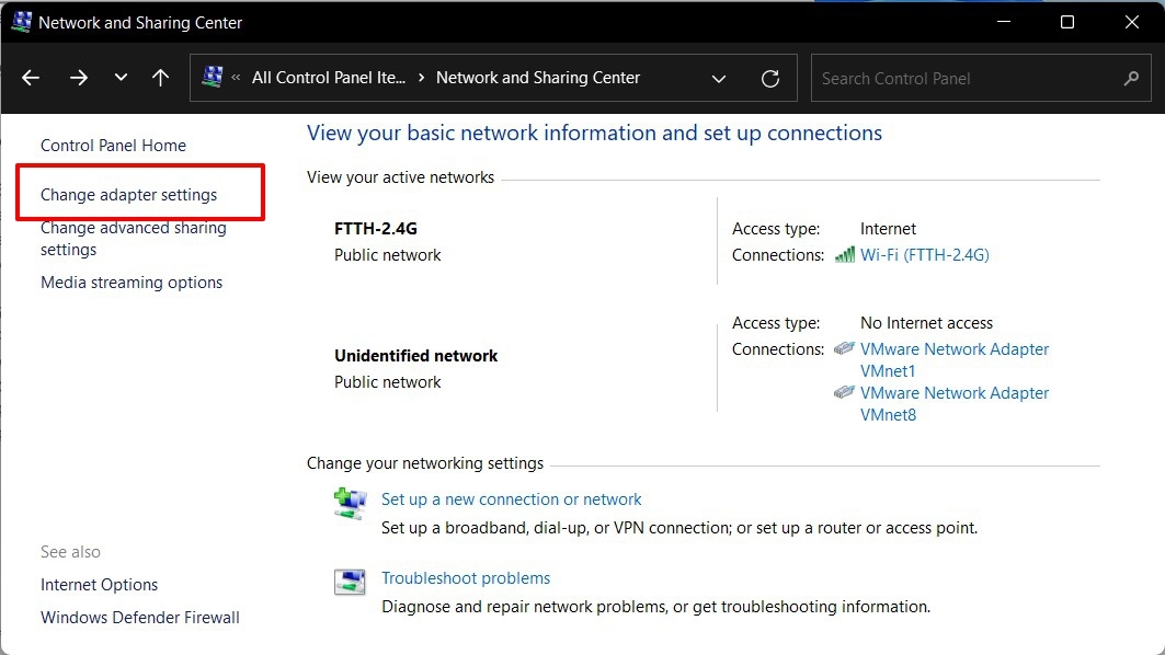 cambiar configuración del adaptador windows 11