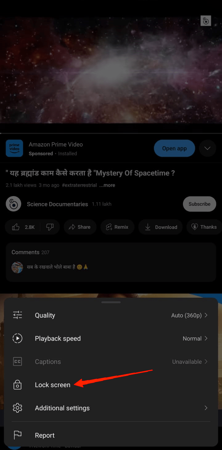 Opción de Bloqueo de Pantalla en el menú