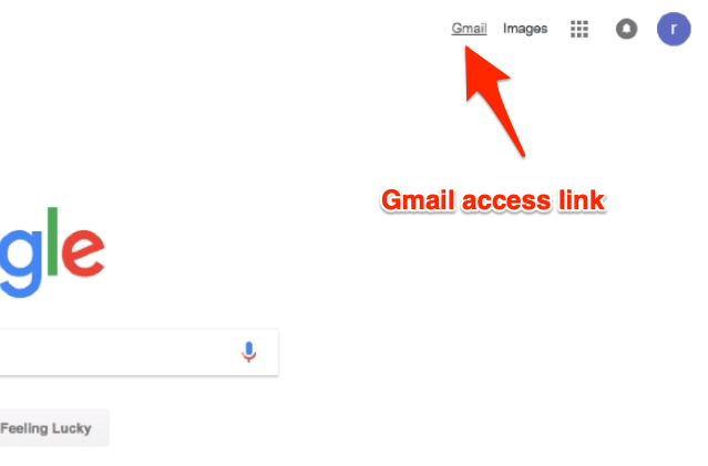 Lien Gmail sur la page d'accueil de Google
