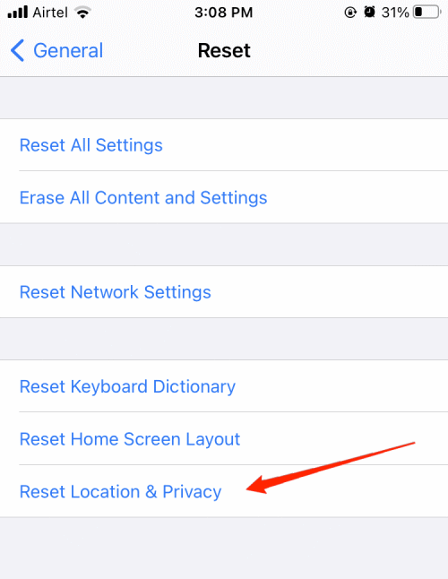 réinitialiser les paramètres de localisation iphone