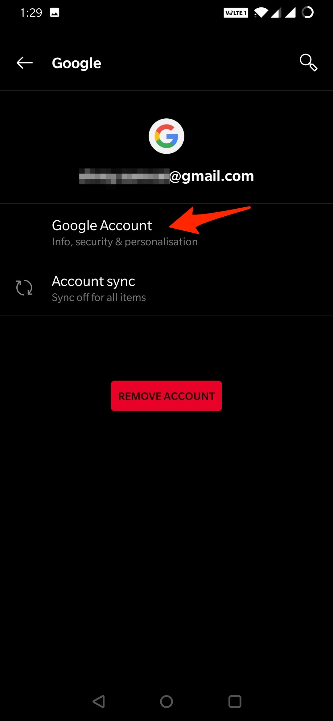 Seleziona Account Google