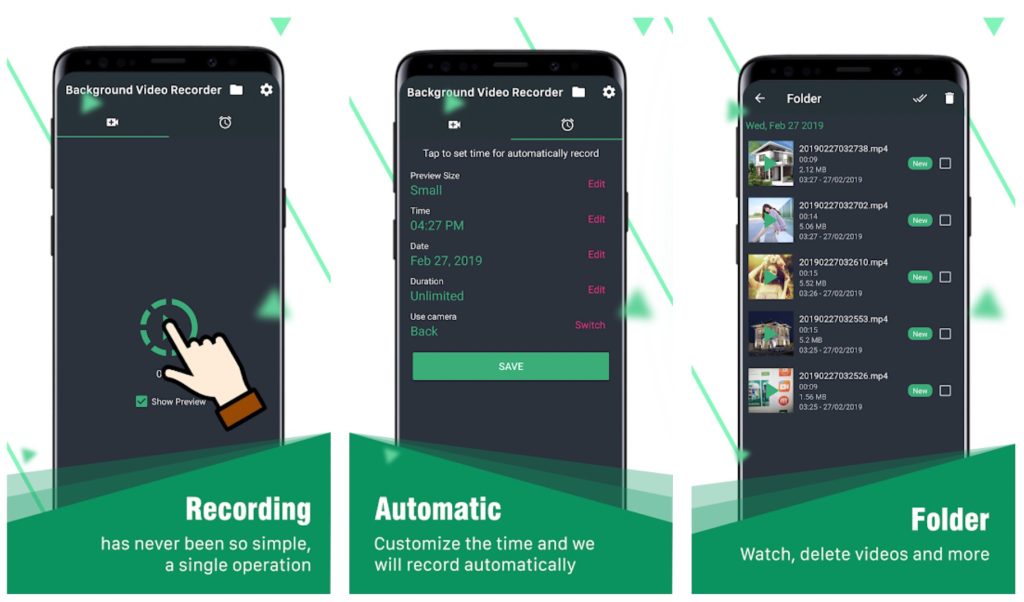 Enregistreur vidéo en arrière-plan - Applications de caméra espion et enregistreurs vidéo secrets