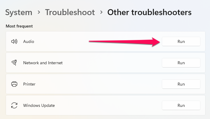 Esegui lo strumento di risoluzione dei problemi audio