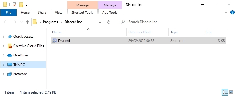 launch discord frominstall