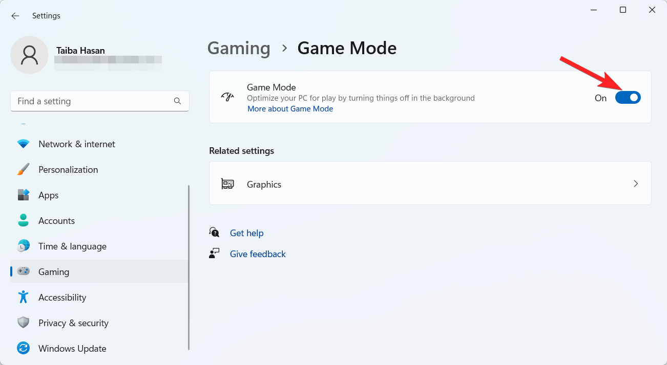 Attiva la funzione Modalità Gioco