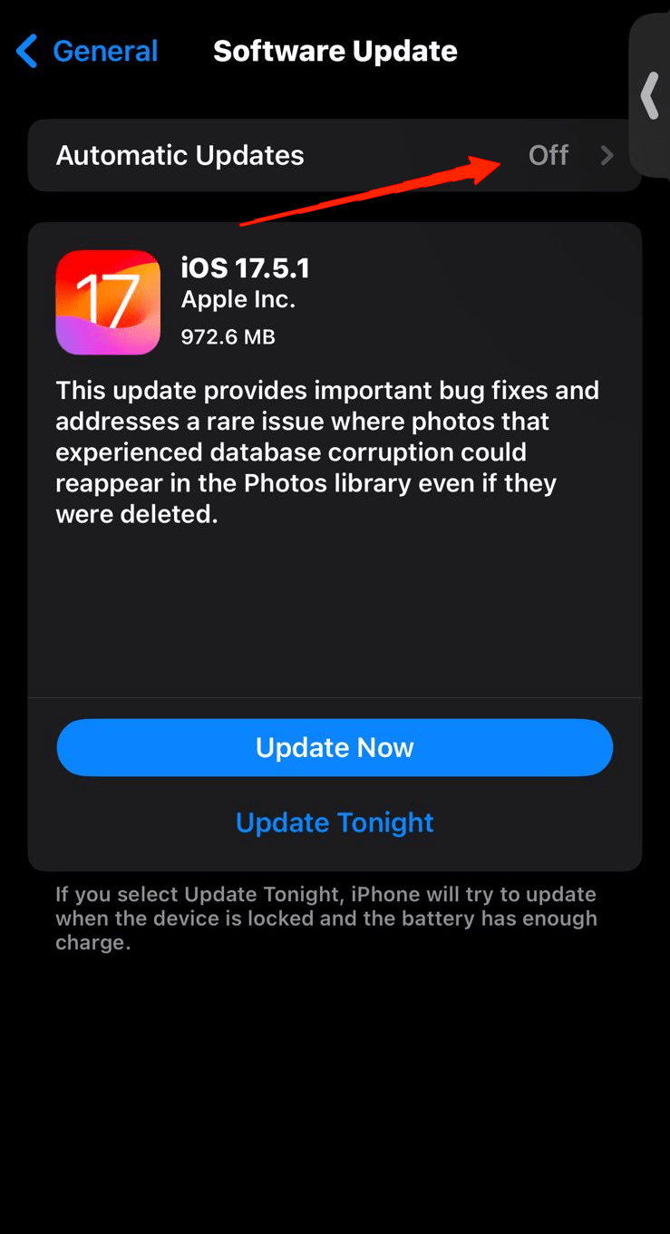 Aktiviere den Schalter neben 'Automatische Updates'