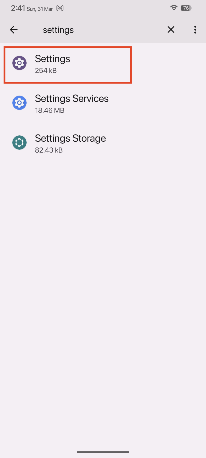 open the Settings app info