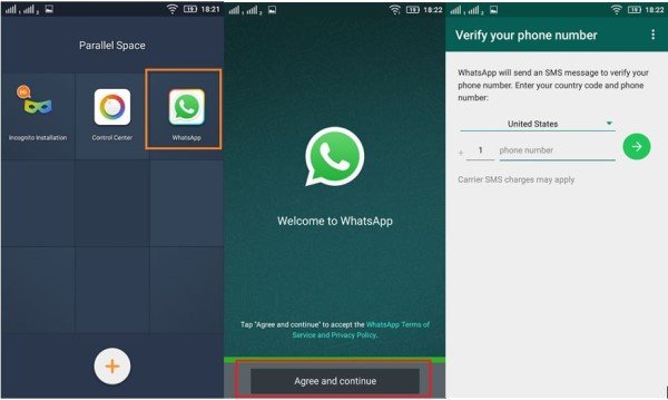 Compte Multi WhatsApp Parallel Space
