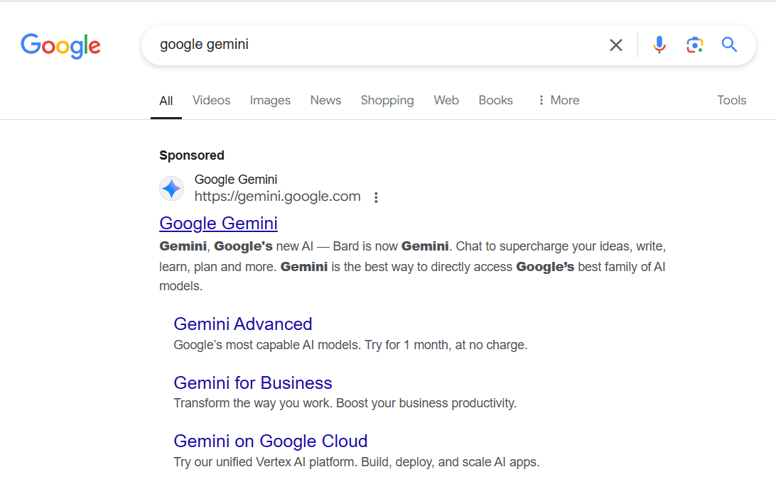 Запустите Google Gemini в любом браузере и войдите в свою учетную запись