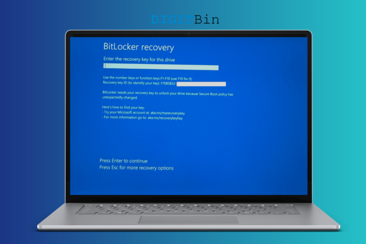 BitLocker Key - Entrez la clé de récupération pour ce lecteur