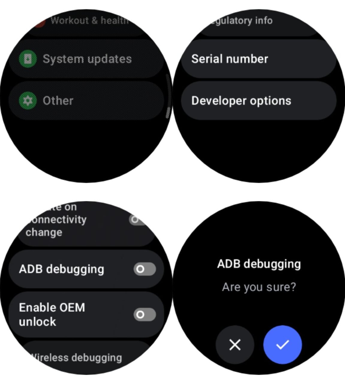 activer le débogage ADB sur votre montre