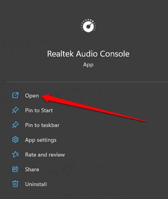 Realtek Audio Console öffnen