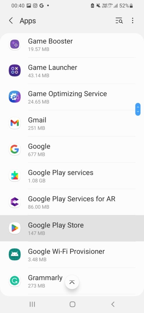 Impostazioni app Android - Errore 