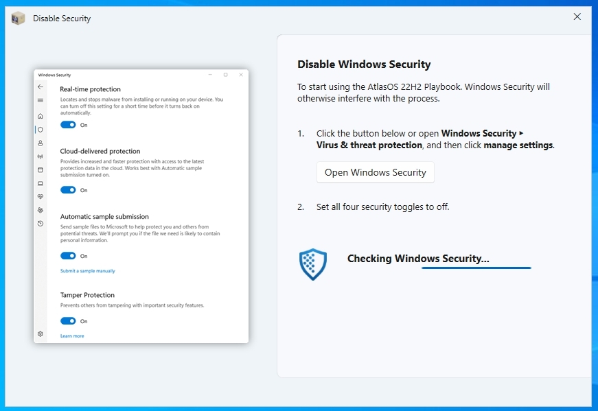 Atlas OS-Windows Defender-Dienste deaktivieren