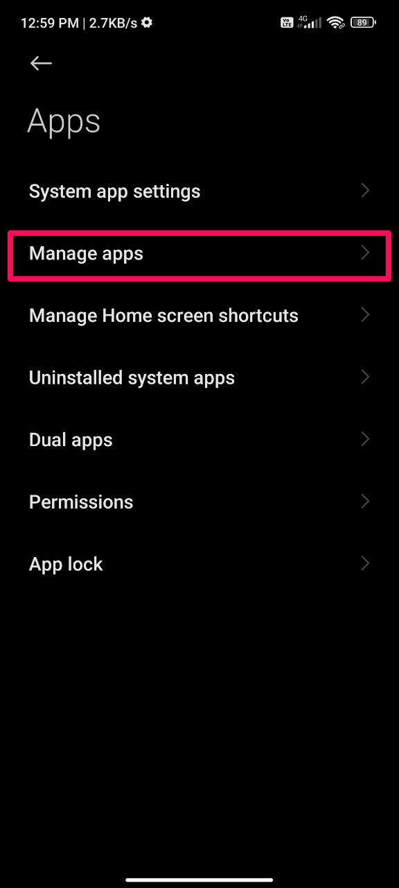 Apps verwalten
