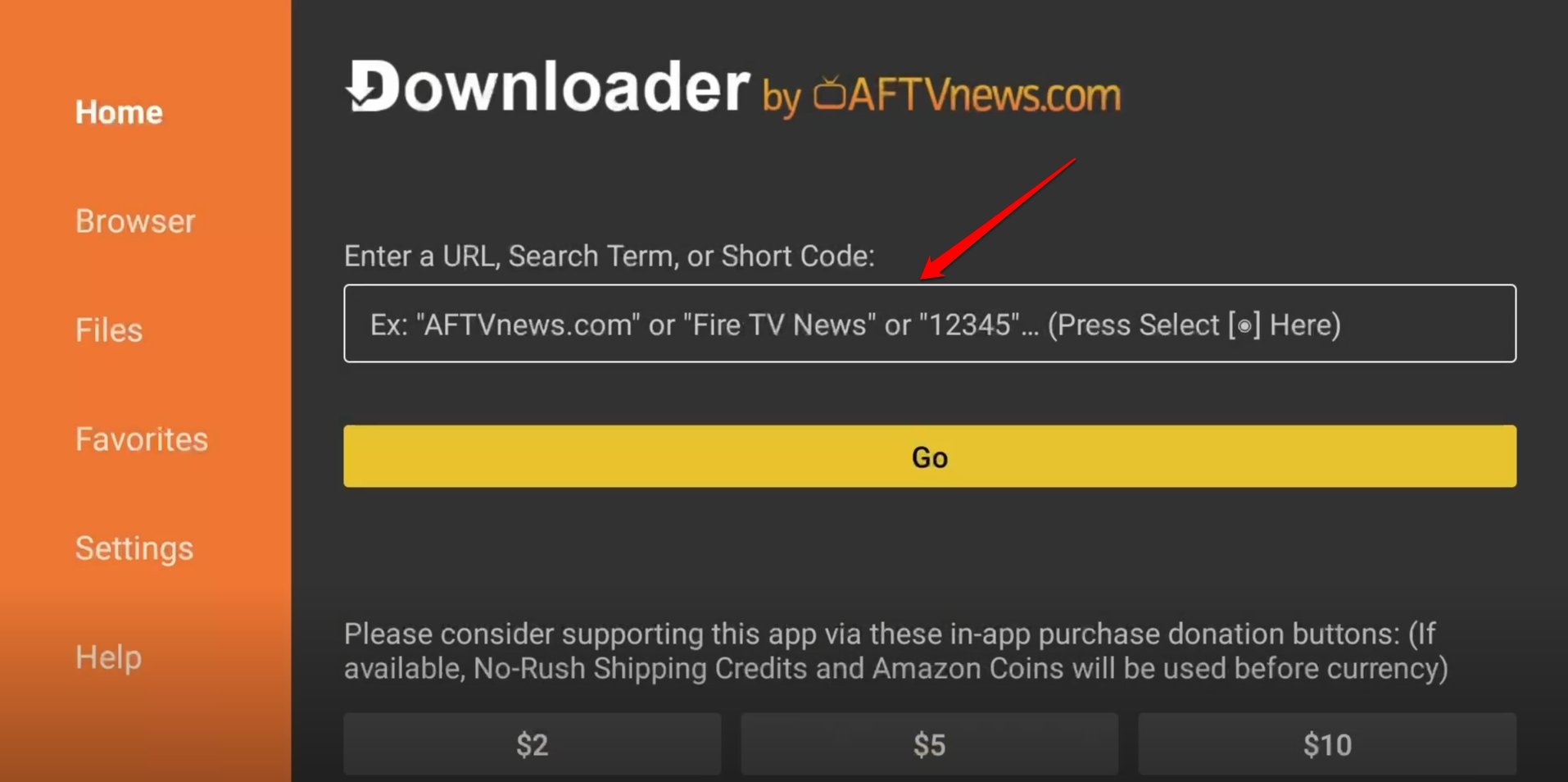 DownloaderアプリのURLバーをクリック
