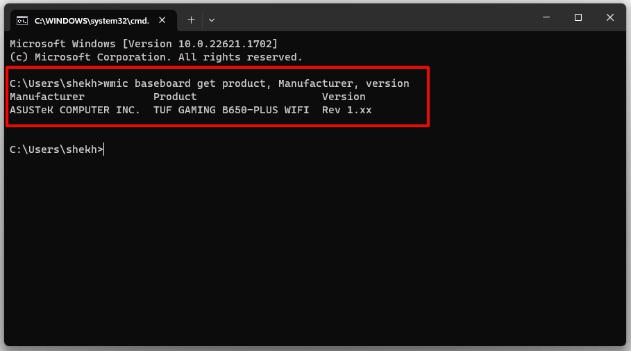 CMD wmic baseboard - ¿Cuál es mi placa base?