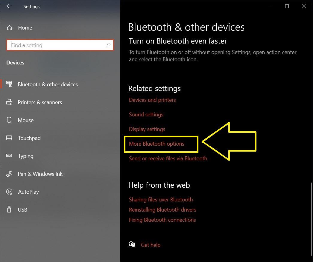 Más opciones de Bluetooth