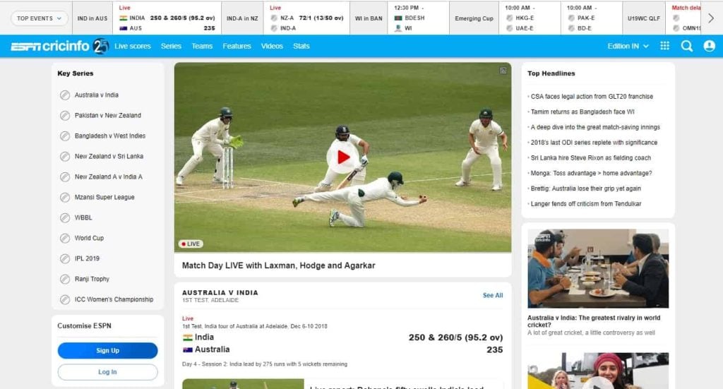Sitios de Streaming de Cricket en Vivo