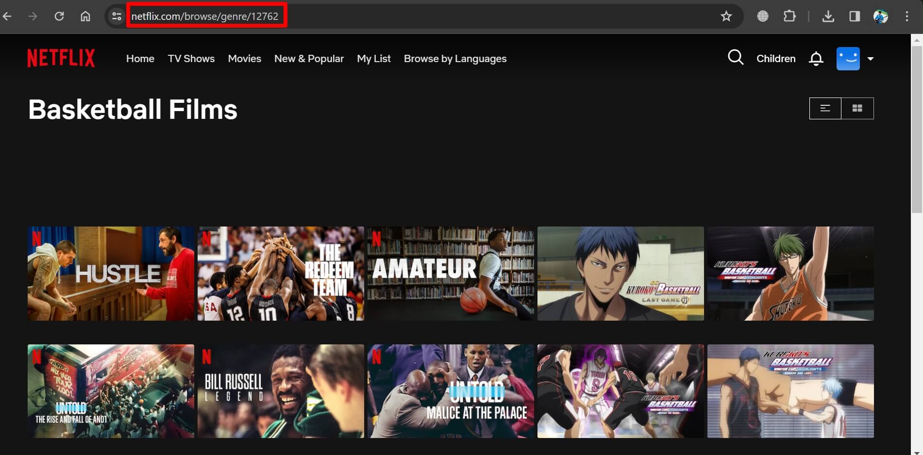 Netflixのスポーツジャンル映画