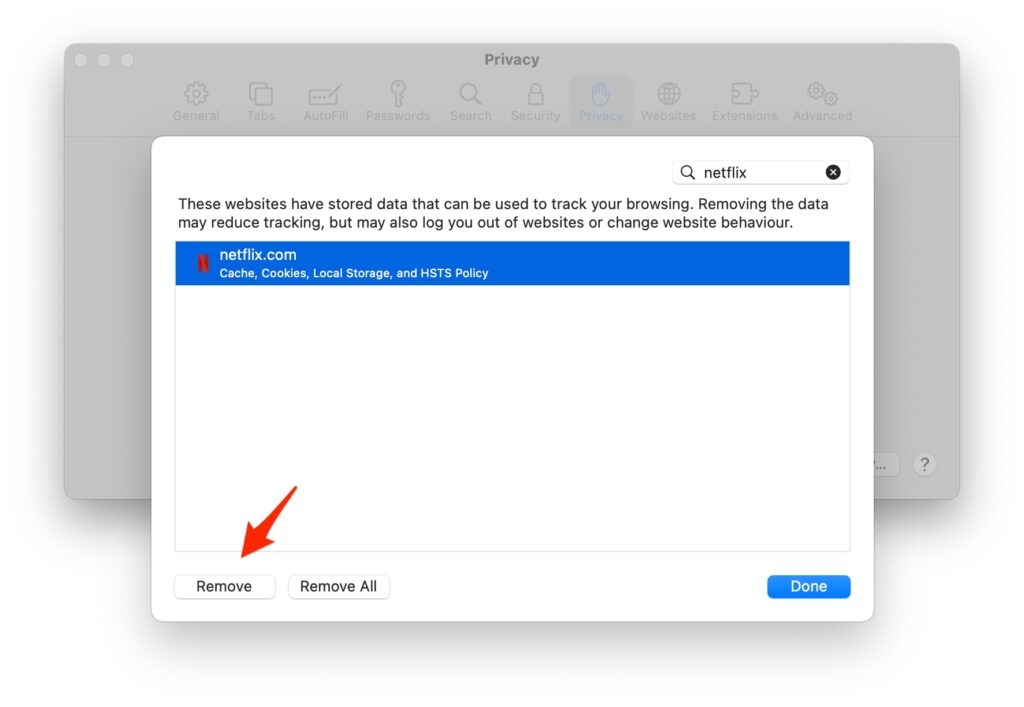 Entfernen von Netflix-Daten - Netflix-Fehlercode: S7363-1260-00002E3F