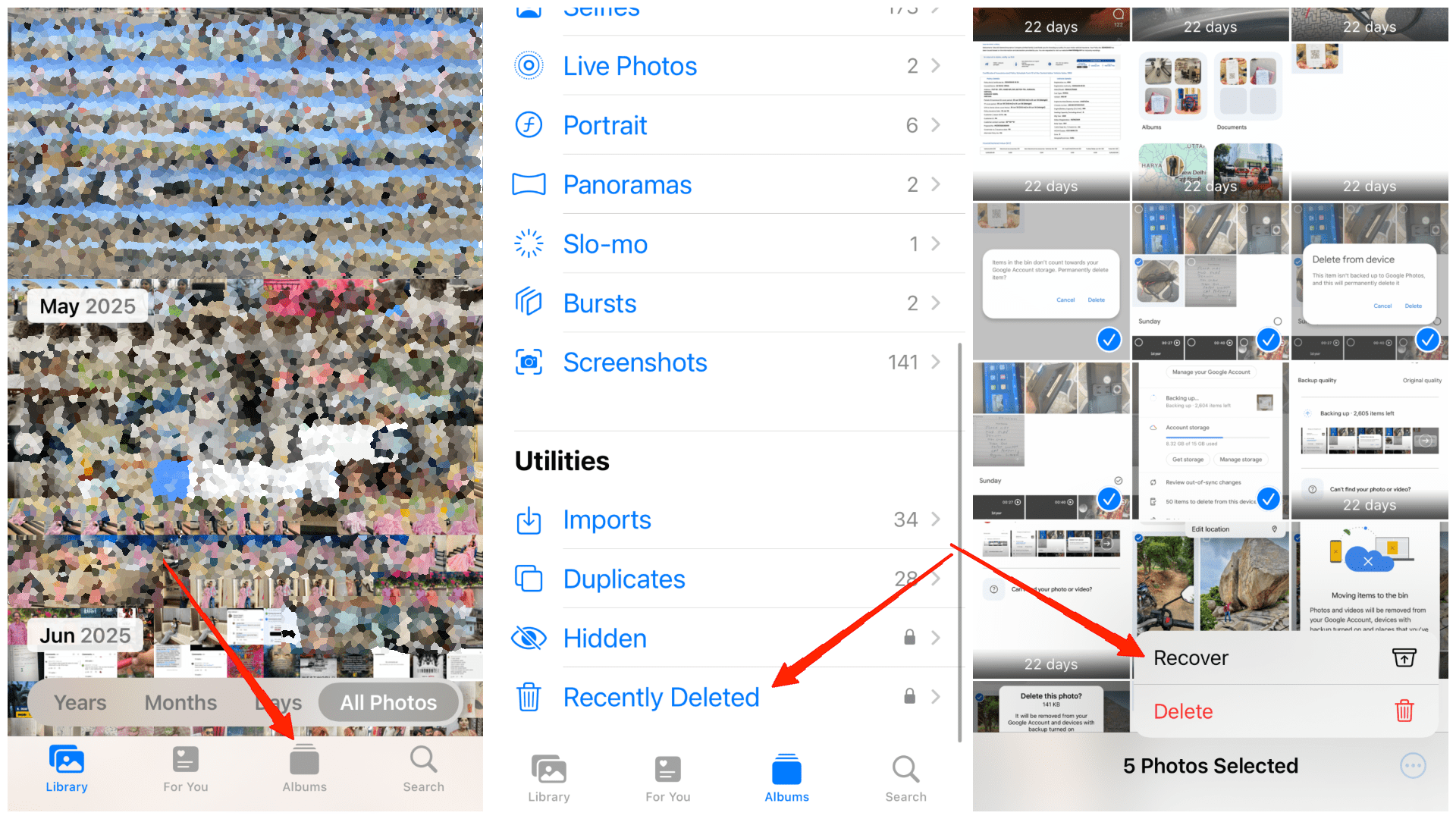 Googleフォトにバックアップされていない削除された写真を復元