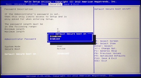 Desabilitar Secure BIOS
