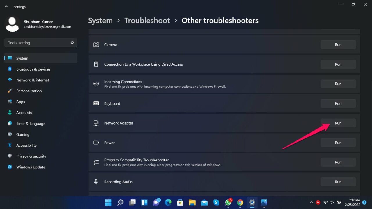 Ausführen neben Netzwerkadapter